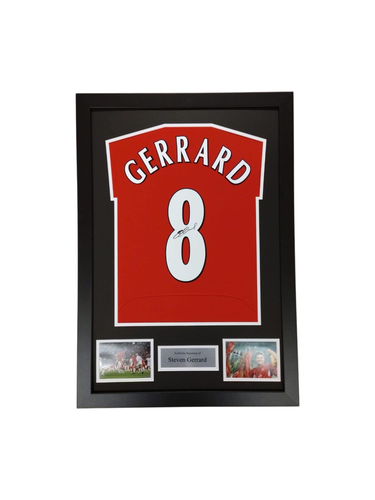 Steven Gerrard hand signed 2005 shirt in custom frame