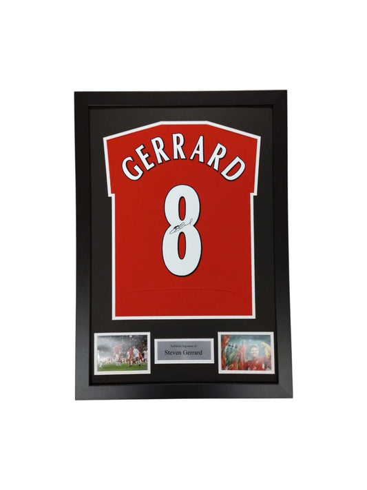 Steven Gerrard hand signed 2005 shirt in custom frame