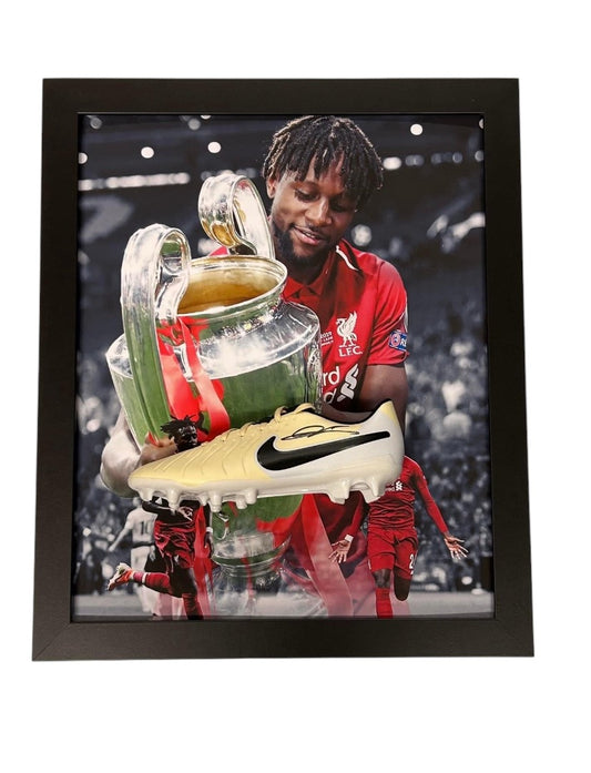 Divock origi hand signed boot in deluxe frame