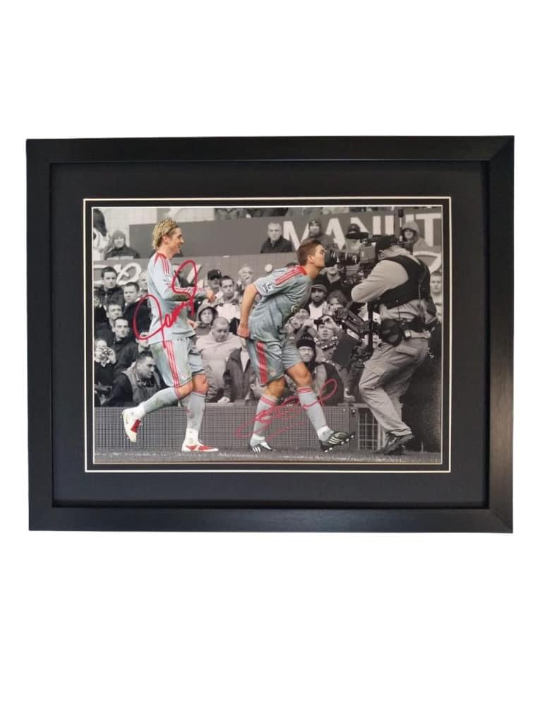 Fernando Torres & Steven Gerrard Duel signed 16x12 image in deluxe frame