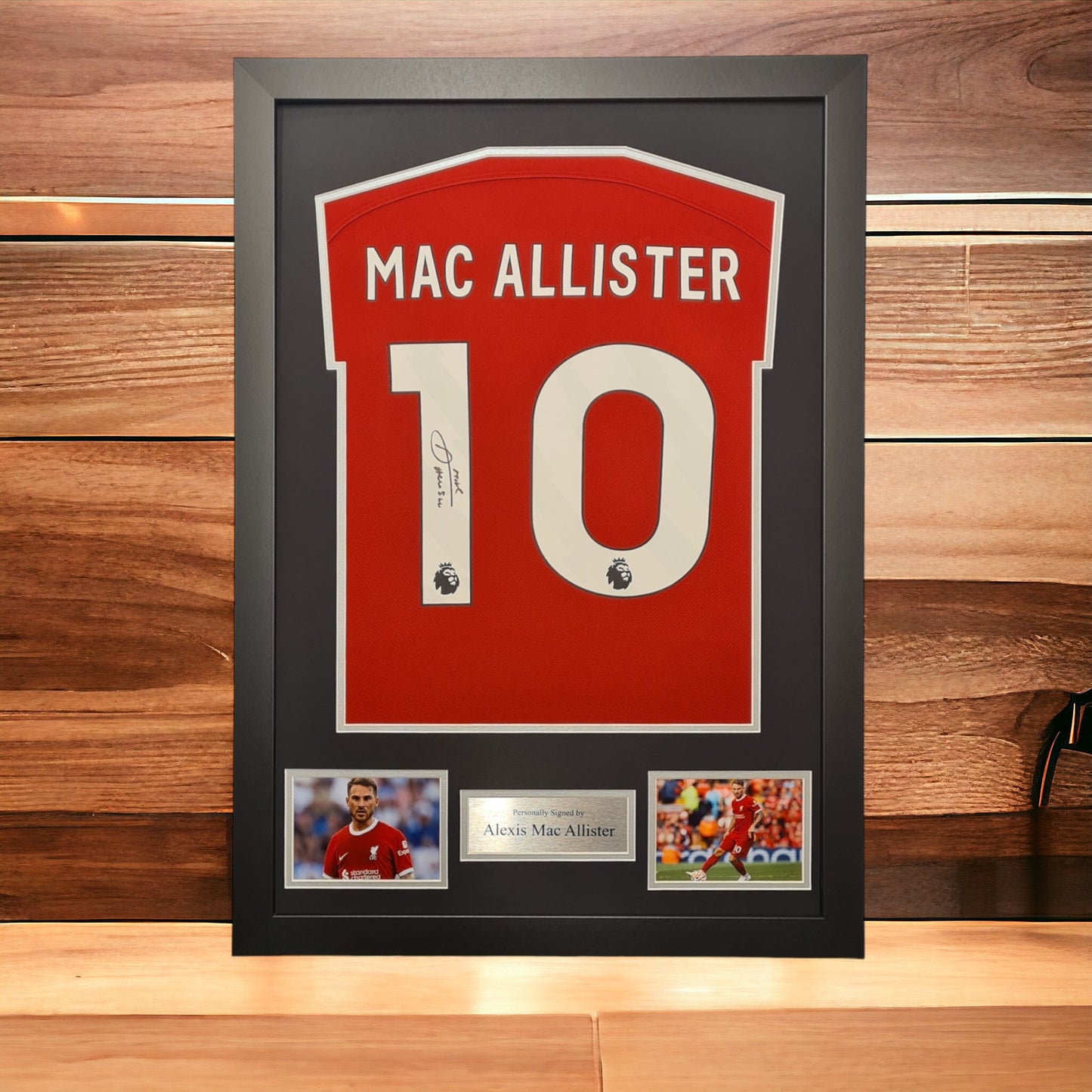 Custom framed Alexis Mac Allister signed 23/24 Home shirt
