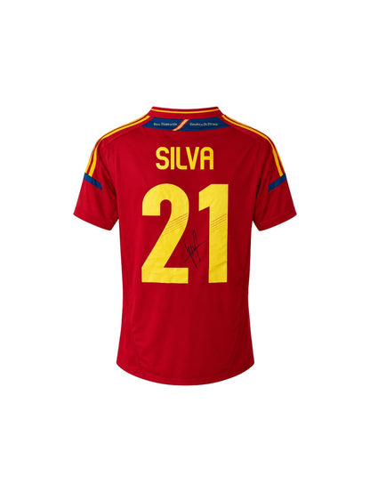 David Silva Hand Signed Spain Home Shirt