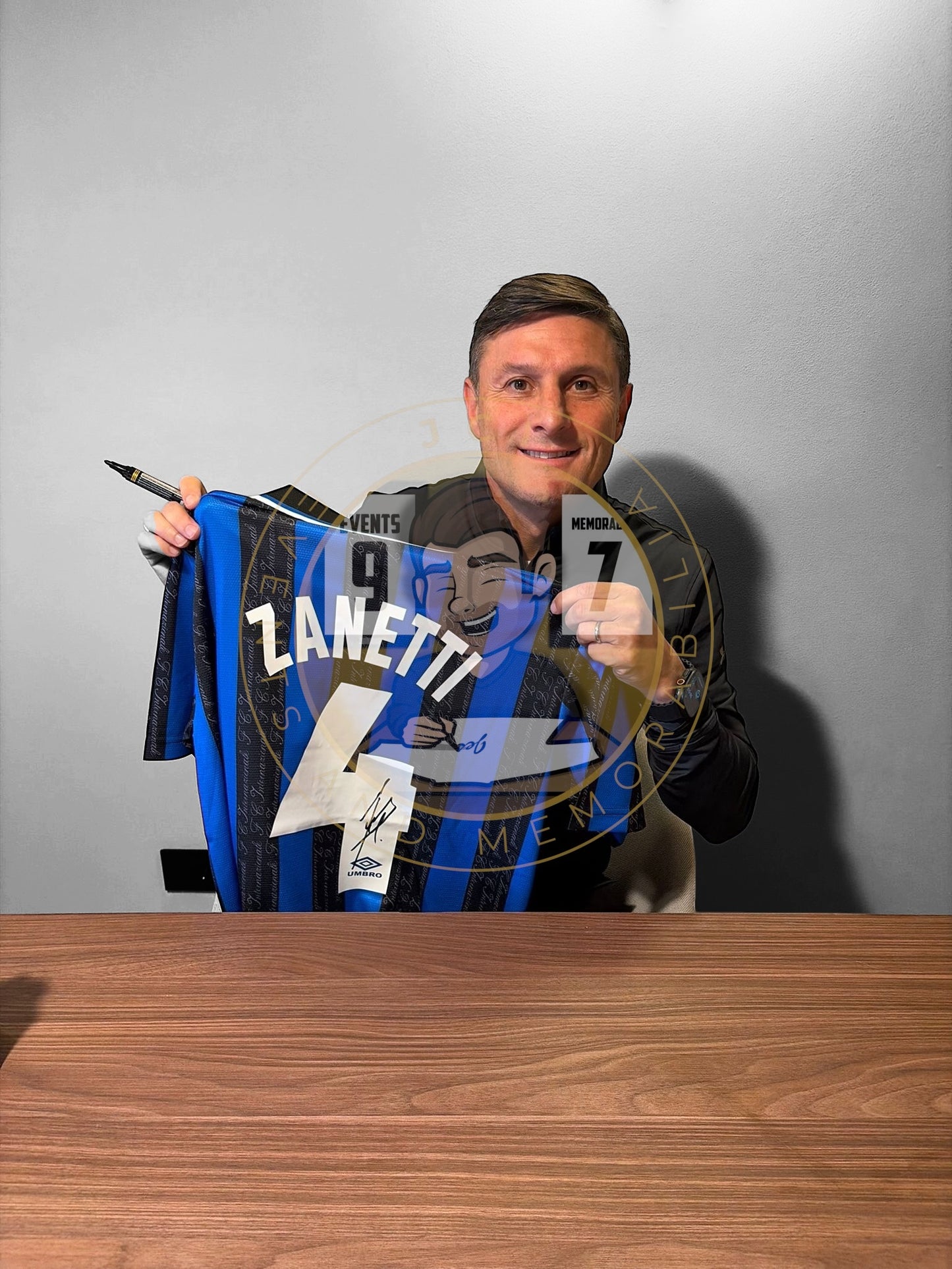 Javier Zanetti Hand Signed Inter Milan Home Shirt