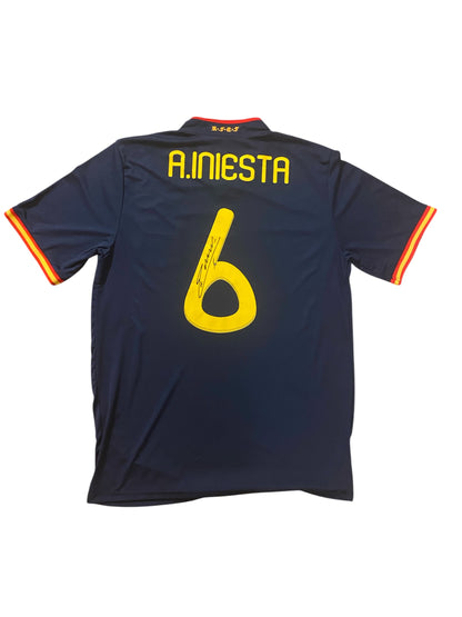 Andrés Iniesta hand signed WC 2010 final shirt