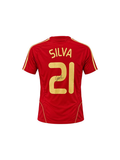 David Silva Hand Signed Spain Home Shirt