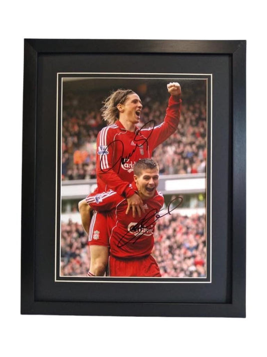 Fernando Torres & Steven Gerrard Duel signed 16x12 image in deluxe frame