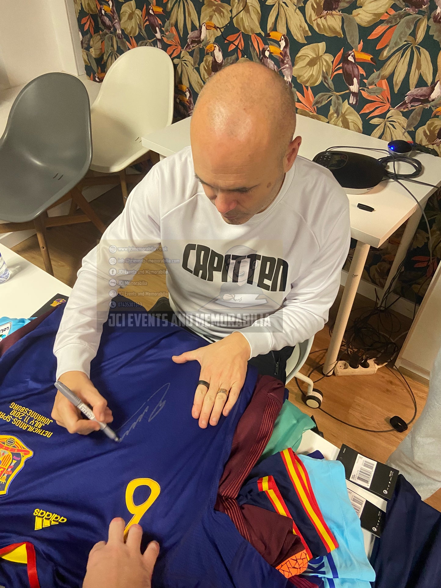 Andrés Iniesta front signed WC 2010 final shirt