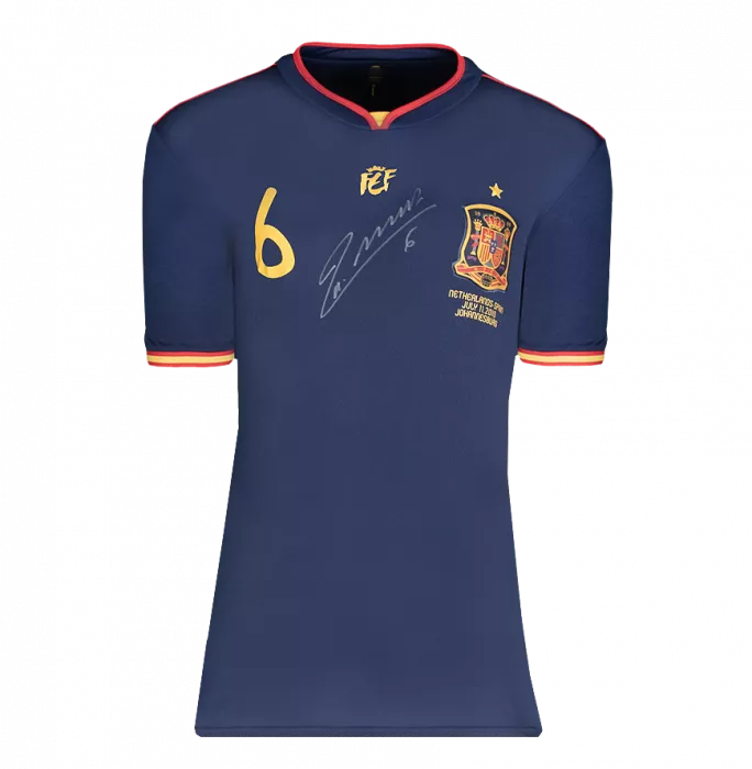 Andrés Iniesta front signed WC 2010 final shirt