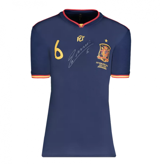 Andrés Iniesta front signed WC 2010 final shirt