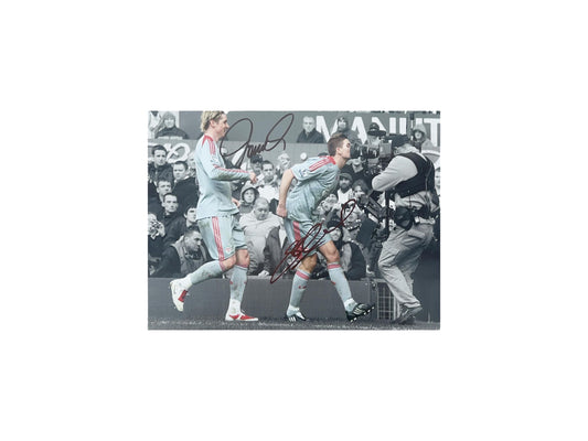 Fernando Torres & Steven Gerrard Duel signed 16x12 image - Black pen