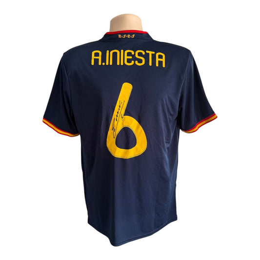 Andrés Iniesta hand signed WC 2010 final shirt
