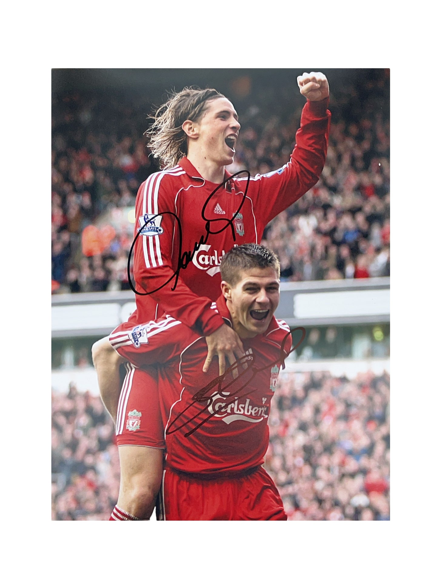 Fernando Torres & Steven Gerrard Duel signed 16x12 image - Home Shirt