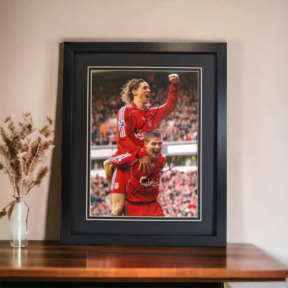 Fernando Torres & Steven Gerrard Duel signed 16x12 image - Home Shirt