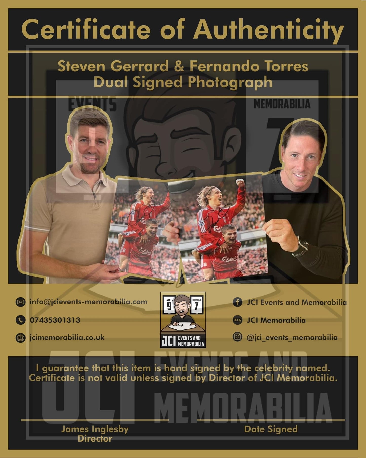 Fernando Torres & Steven Gerrard Duel signed 16x12 image - Home Shirt