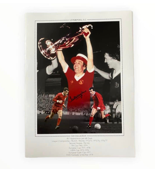 Ian Callaghan signed 16x12 montage